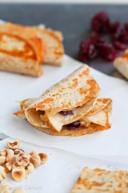 Mini Brie & Pear Appetizer Quesadillas Recipe | cookincanuck.com #recipe #appetizer