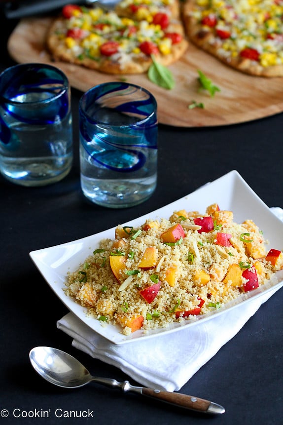 Couscous with Nectarines & Toasted Almonds...A quick & healthy side dish! | cookincanuck.com #recipe #vegan #vegetarian