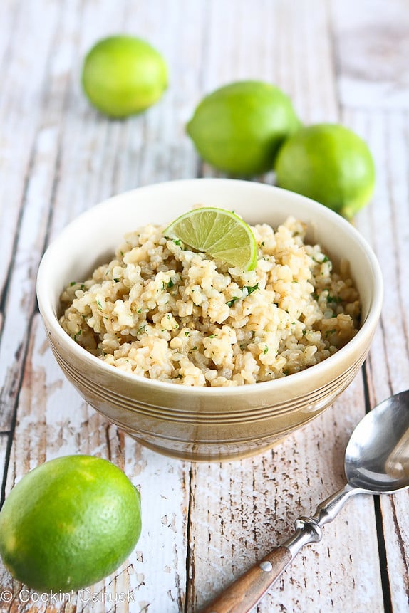 Easy Cilantro Lime Brown Rice...Tuck this into burritos or serve it as a side dish. Fantastic flavor! 50 calories and 4 Weight Watchers Freestyle SP #glutenfree #vegan #vegetarian