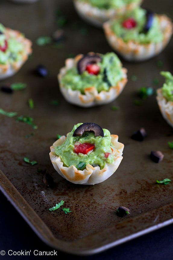Mini Guacamole & Olive Cups Recipes...The kids love this healthy snack! | cookincanuck.com #vegetarian