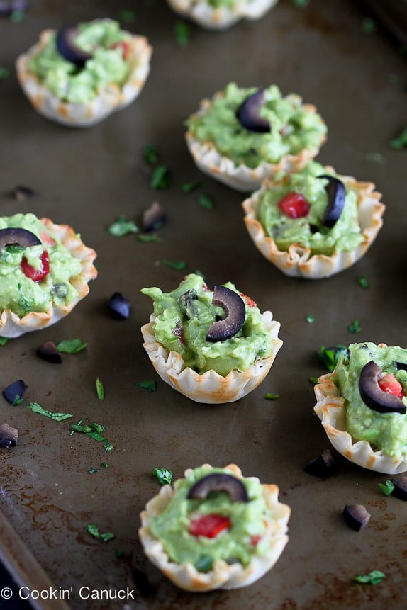 Mini Guacamole & Olive Cups Recipes...The kids love this healthy snack! | cookincanuck.com #vegetarian