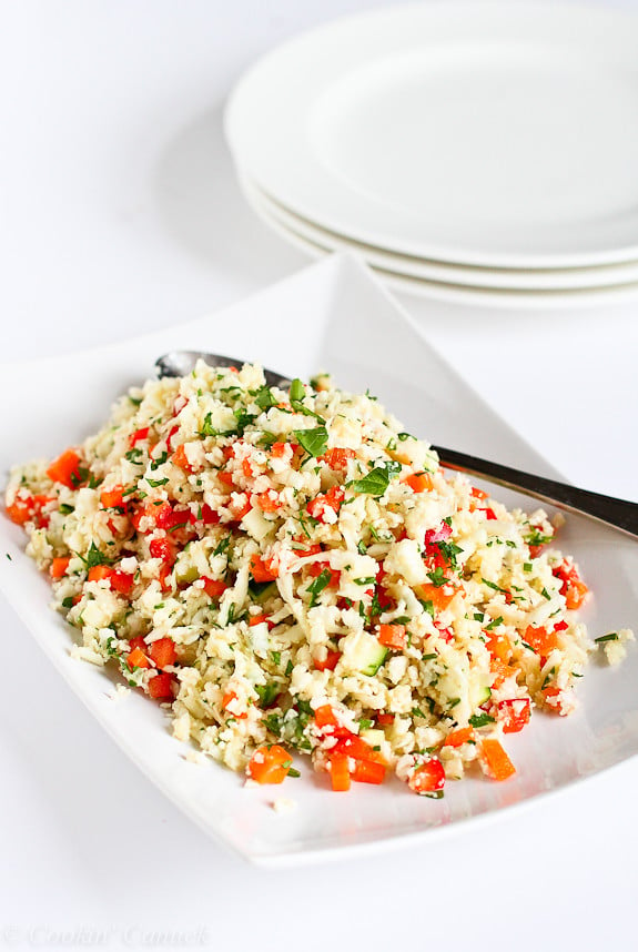 Grated Cauliflower Salad With Ginger Lime Dressing