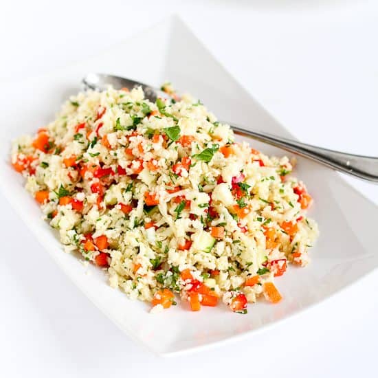 Grated Cauliflower Salad with Ginger Lime Dressing