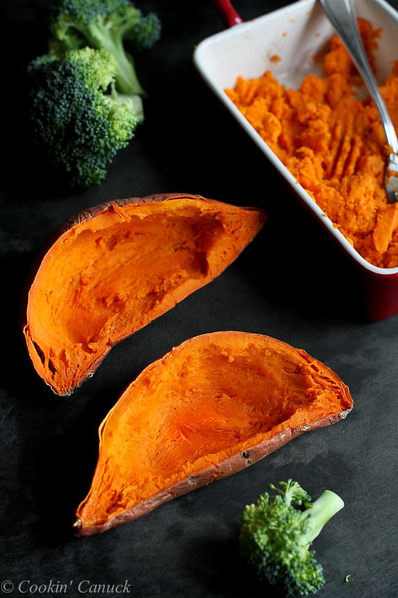Hoisin Turkey and Broccoli Stuffed Sweet Potatoes...Beyond delicious! 305 calories and 8 Weight Watchers PP | cookincanuck.com #recipe #healthy