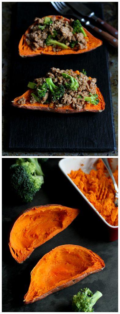 Hoisin Turkey and Broccoli Stuffed Sweet Potatoes...Beyond delicious! 305 calories and 8 Weight Watchers PP | cookincanuck.com #recipe