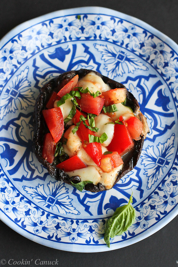 Grilled Caprese Stuffed Portobello Mushrooms…A great vegetarian meal or appetizer! 143 calories and 4 Weight Watchers PP | cookincanuck.com #recipe