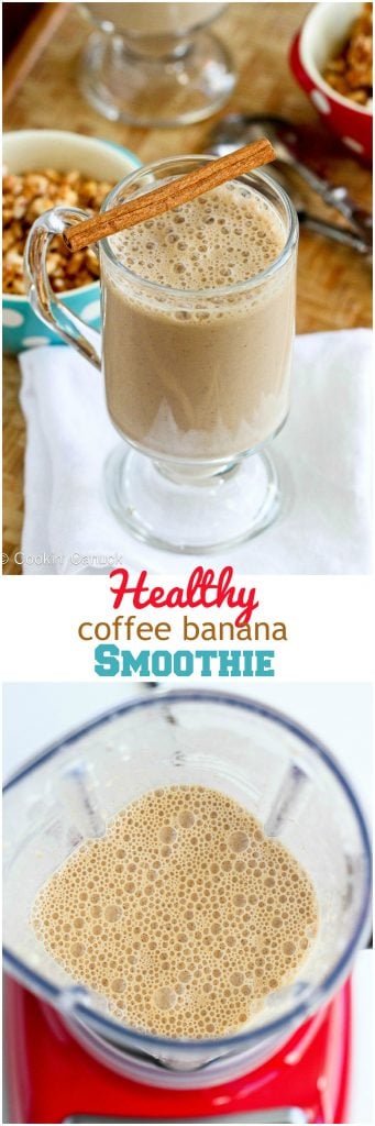 Maak een makkelijke banaan en yoghurt smoothie, met een kick van koffie. Proteïne, vezels en cafeïne? Je ochtend schok! 126 calorieën en 4 Weight Watchers Freestyle SP # smoothie # coffee