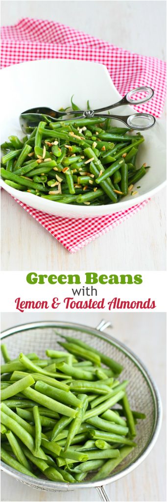 Green Beans with Lemon and Toasted Almonds...100 calories and 3 Weight Watchers PP for a quick and healthy side dish! | cookincanuck.com #vegetarian #recipe