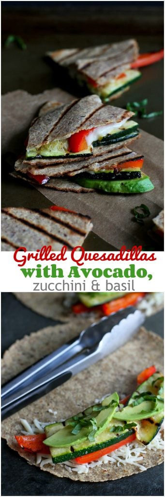 Grilled Quesadillas with Avocado, Zucchini and Basil...212 calories and 6 Weight Watchers PP | cookincanuck.com #vegetarian #recipe