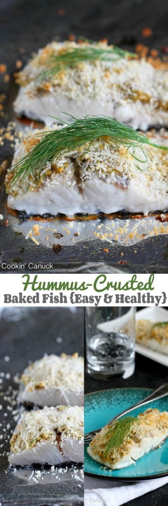 Hummus-Crusted Baked Fish Recipe...200 calories and 2 Weight Watchers Freestyle SP | cookincanuck.com #easy #healthy