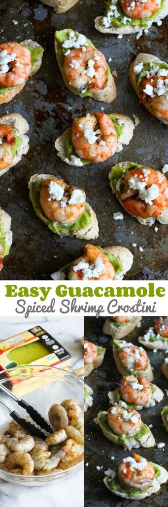 Easy Guacamole Spiced Shrimp Crostini recipe…These will disappear in minutes at your Super Bowl party! 40 calories and 1 Weight Watcher Freestyle SP