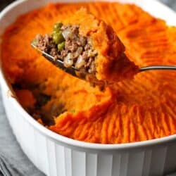 Sweet Potato & Bison Shepherd’s Pie…A hearty, classic casserole recipe with a twist! 310 calories and 8 Weight Watcher Freestyle SP