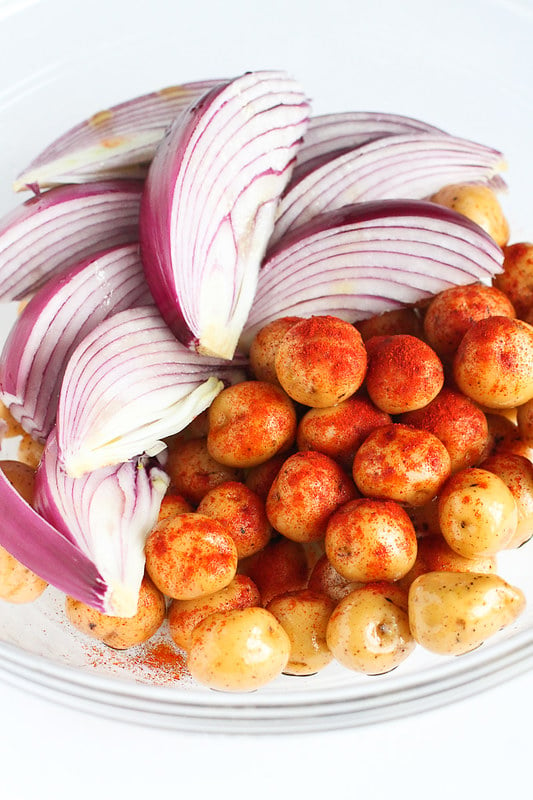 Roasted Potatoes and Onions with Blue Cheese…A side dish recipe that will steal the show! 135 calories and 4 Weight Watchers Freestyle SP