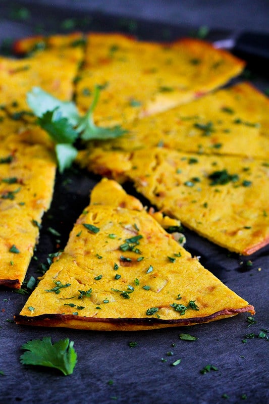 Indian Spiced Chickpea Flatbread (Socca)…You will not be able to stop eating this! 100 calories and 3 Weight Watchers Freestyle SP