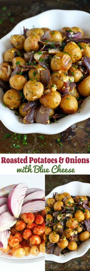 Roasted Potatoes and Onions with Blue Cheese…A side dish recipe that will steal the show! 135 calories and 4 Weight Watchers SP