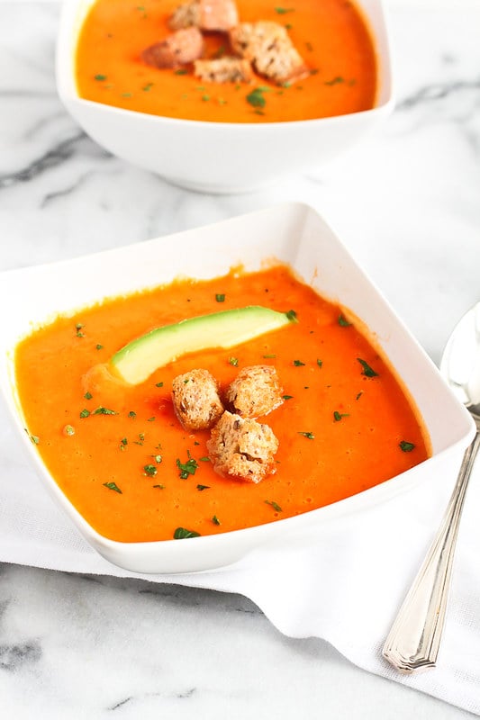 Golden Red and Orange Bell Pepper Soup…Flavorful and creamy, without the cream! From Amie Valpone’s, Eating Clean. 172 calories and 4 Weight Watcher Freestyle SP