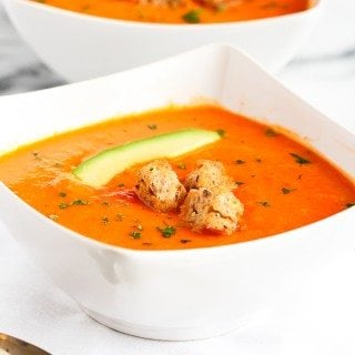 Golden Red and Orange Bell Pepper Soup…Flavorful and creamy, without the cream! From Amie Valpone’s, Eating Clean. 172 calories and 4 Weight Watcher Freestyle SP