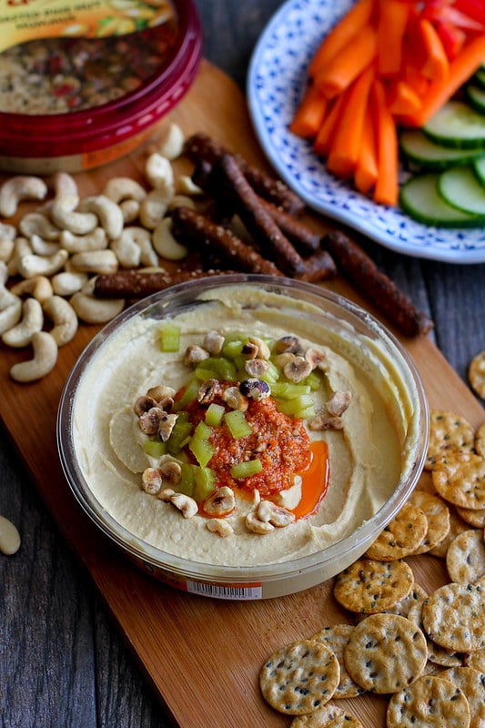 Hummus with Pesto and Pickled Celery…You may never go back to plain hummus again! 73 calories and 2 Weight Watchers Freestyle SP