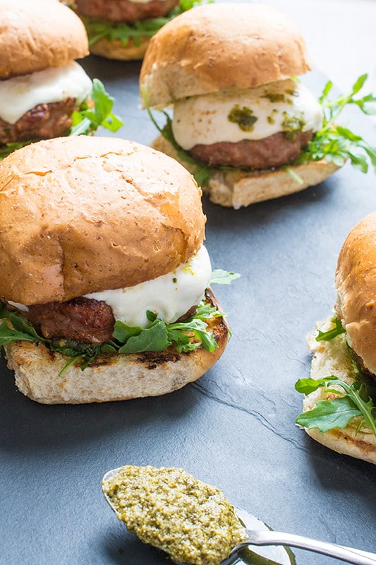 15 Healthy Burger Recipes, Meat and Meatless.  Everything from beef and turkey to salmon and black.  There is something for everyone! Grilled Italian Turkey Burgers