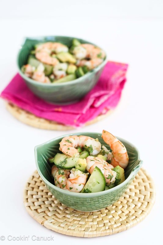 10-Minute Thai Shrimp, Cucumber and Avocado Salad Recipe...201 calories and 5 Weight Watchers PP  #seafood #healthy