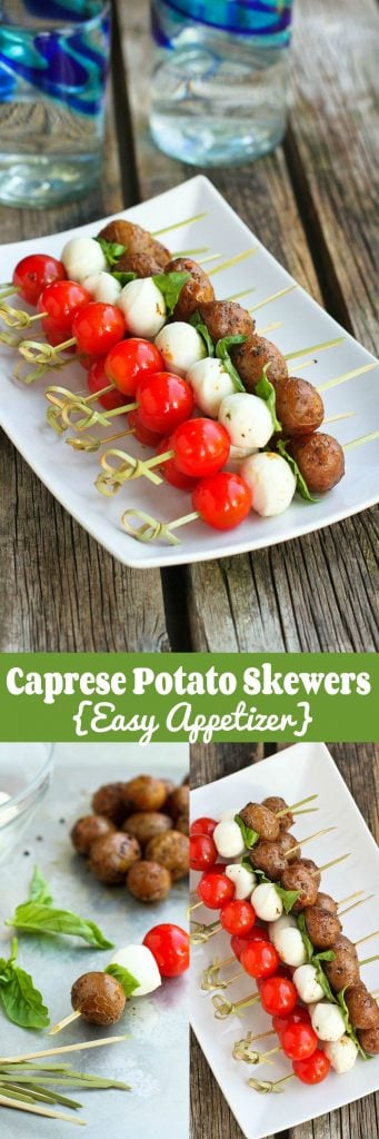 Caprese Potato Skewers…Six ingredients to a healthy, tasty summertime appetizer! 85 calories and 2 Weight Watchers Freestyle SmartPoints | cookincanuck.com