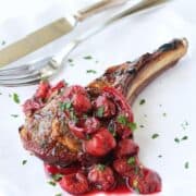 Grilled Lamb Chops with Tart Cherry Sauce…A beautiful summertime meal that’s fantastic for entertaining! 268 calories and 8 Weight Watchers Freestyle SP