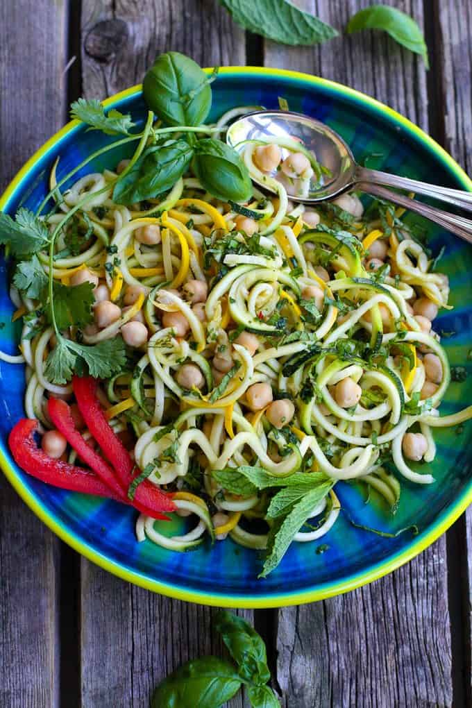 Thai Chickpea Zucchini Noodle Salad…Fantastic flavors in this healthy recipe! 143 calories and 2 Weight Watchers Freestyle SP