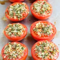 If you don't have a baked tomato recipe in your recipe box, this one is for you! It's the perfect side dish for any summertime meal. 78 calories and 2 Weight Watchers Freestyle SP #tomato #sidedish