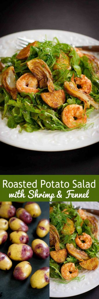This Roasted Potato Salad with Shrimp and Fennel is packed with fiber and protein. The smoked paprika dressing takes the flavors to the next level! 353 calories and 8 Weight Watchers SmartPoints