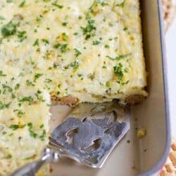 Whip up this Baked Egg Sausage Casserole with Green Chiles for breakfast or an easy dinner! It can also be made ahead and reheated. 207 calories and 5 Weight Watchers SmartPoints