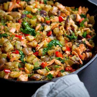 Serve up this flavorful and healthy Skillet Salmon Potato Hash with a green salad for brunch or a light dinner. 174 calories and 3 Weight Watchers Freestyle SP