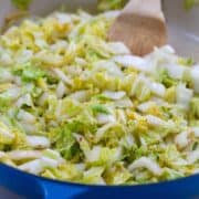 When you need a quick side dish, this 5-minute Spicy Stir-Fried Cabbage does the trick! 54 calories and 1 Weight Watchers Freestyle SP #vegan #cabbage #cleaneating