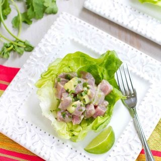 Ahi tuna ceviche gets a kick from tequila in this margarita-inspired appetizer recipe. Greta for Cinco de Mayo or a summertime dinner party! 214 calories and 5 Weight Watchers Freestyle SP