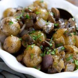 Grilled Potatoes with Rosemary Mushrooms and Onions…It is amazing how flavorful something so simple can be! 80 calories and 2 Weight Watchers Freestyle SP