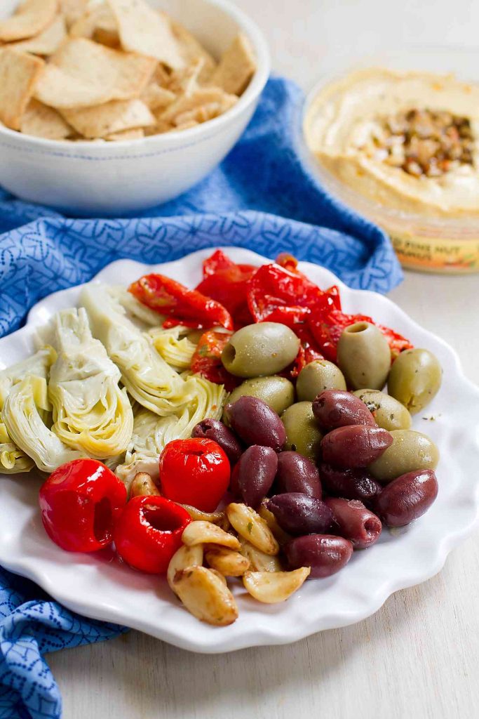 Sometimes the simplest ideas are the best! This Vegetarian Antipasto Hummus Platter is perfect for snacking pre-dinner.
