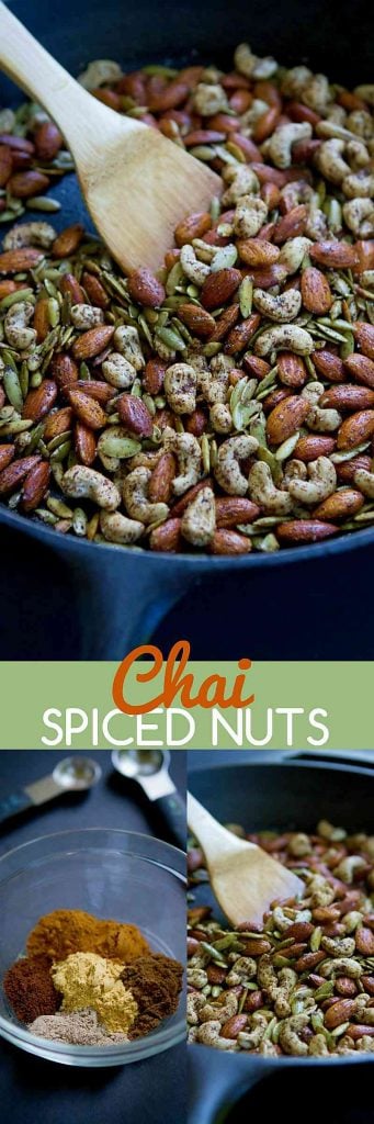 Grab a handful of these easy skillet Chai Spiced Nuts when you get the afternoon munchies or serve them as an appetizer with cocktails. 158 calories and 5 Weight Watchers Freestyle SP