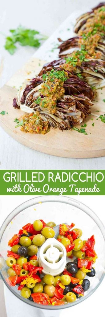 This smoky grilled radicchio is dressed up with an easy olive orange tapenade that is bursting with flavor! 85 calories and 2 Weight Watchers Freestyle SP