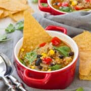 Get your dose of iron and veggies in a healthy and comforting bowl of Beef Taco Quinoa Soup. Great for loading up on vitamins in the cold and flu season. 210 calories and 4 Weight Watchers Freestyle SP
