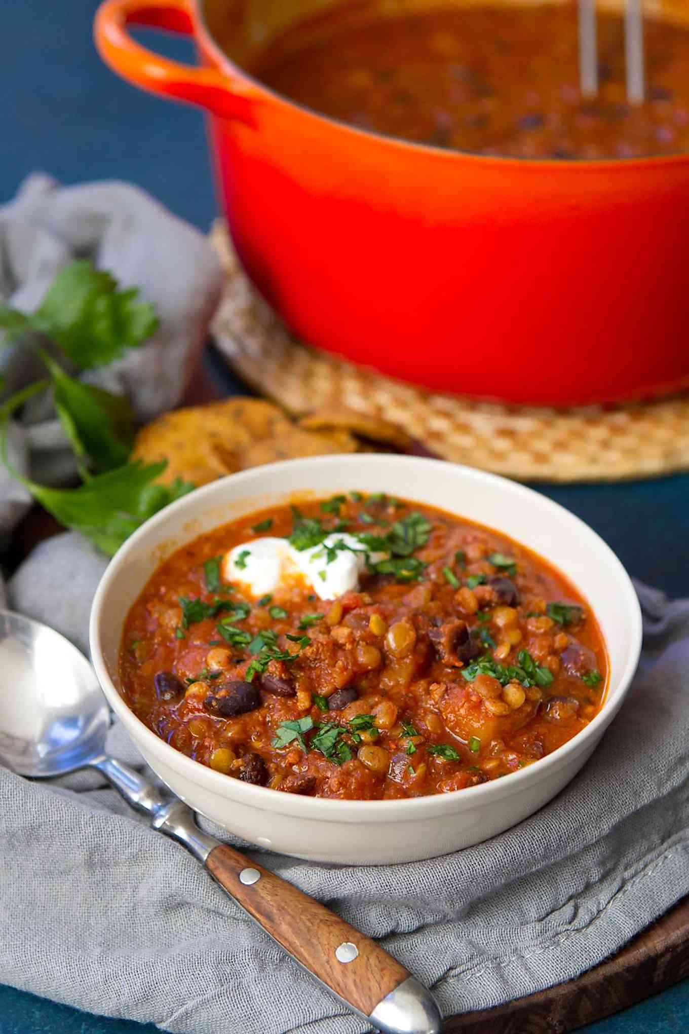 Hearty, perfectly spiced and packed with protein, this Chorizo and Butternut Squash Lentil Soup is the perfect comfort food. 303 calories and 6 Weight Watchers Freestyle SP
