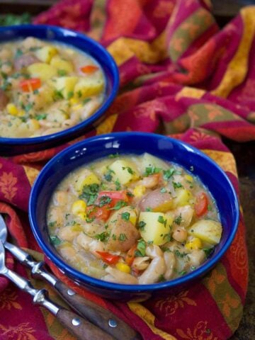 There's nothing better than a well spiced, hearty stew on a cold night. This healthy Green Chile Potato Stew recipe will warm you up in no time. 233 calories and 3 Weight Watchers Freestyle SP