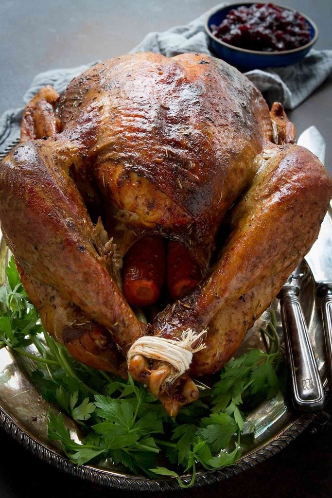 This roast turkey recipe is an easy way to wow your guests at Thanksgiving. The bird is massaged with an easy spice rub before roasting. 192 calories and 3 Weight Watchers Freestyle SP