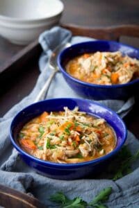 Dig into this Instant Pot Chicken Stew with Farro for a dose of whole grains and lean protein. Stovetop instructions included. 336 calories and 4 Weight Watchers Freestyle SP