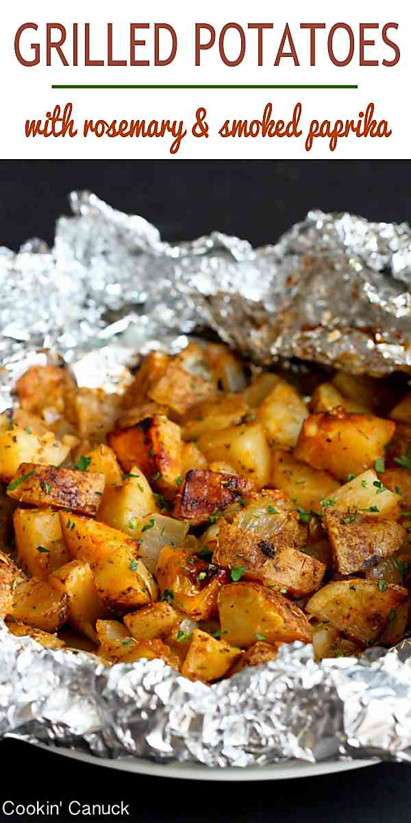 Cooking potatoes on the grill is one of the easiest summertime side dishes! These ones are flavored with smoked paprika and rosemary – an amazing combo! 99 calories and 3 Weight Watchers Freestyle SmartPoints #glutenfree