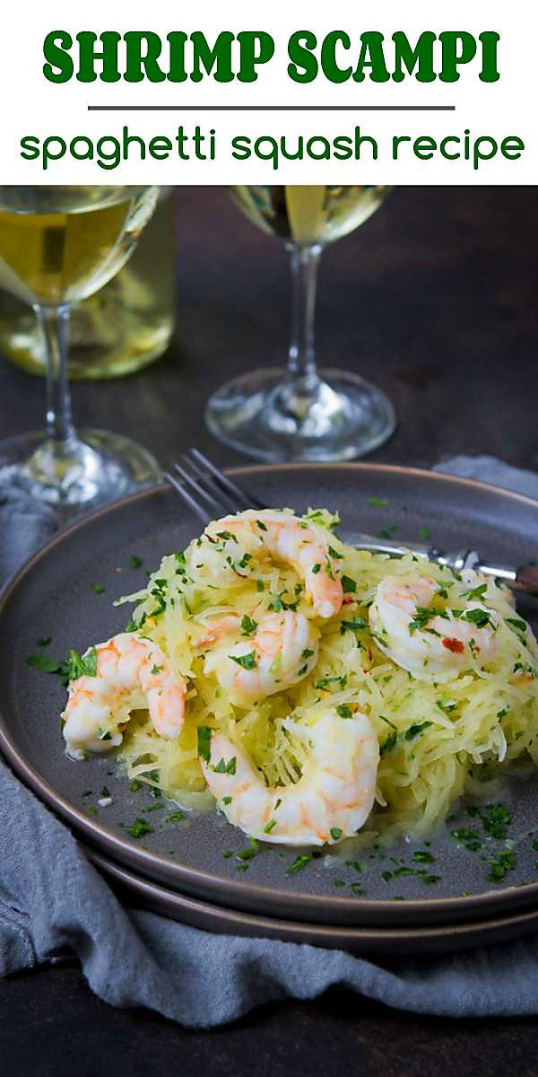 Whip up this easy shrimp scampi recipe in just 30 minutes. Spaghetti squash turns it into a great low carb recipe option for dinner. 243 calories and 3 Weight Watchers Freestyle SP #dinner #shrimp #healthy