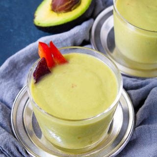 Turn happy hour upside down with this slightly spicy ginger-infused avocado mezcal cocktail! The creamy texture from the avocado produces a perfectly frosty, smooth beverage.