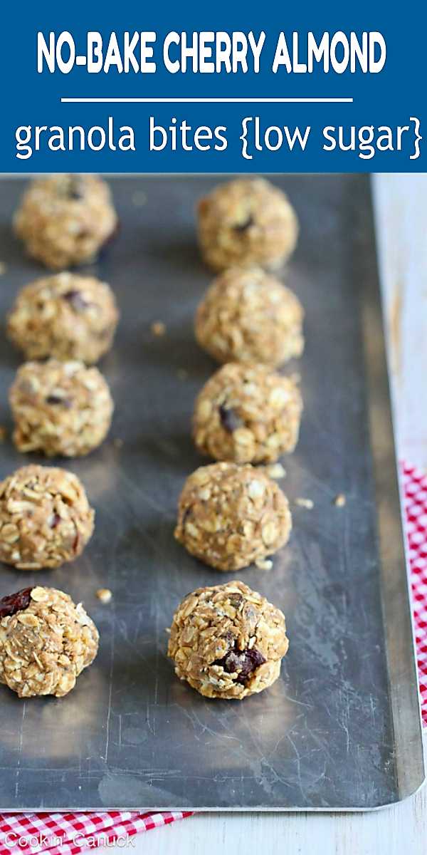 No-Bake Granola Bites, filled with dried cherries and almonds, are ideal for refueling post-workout. 124 calories and 4 Weight Watchers Freestyle SP #snacks #recipe