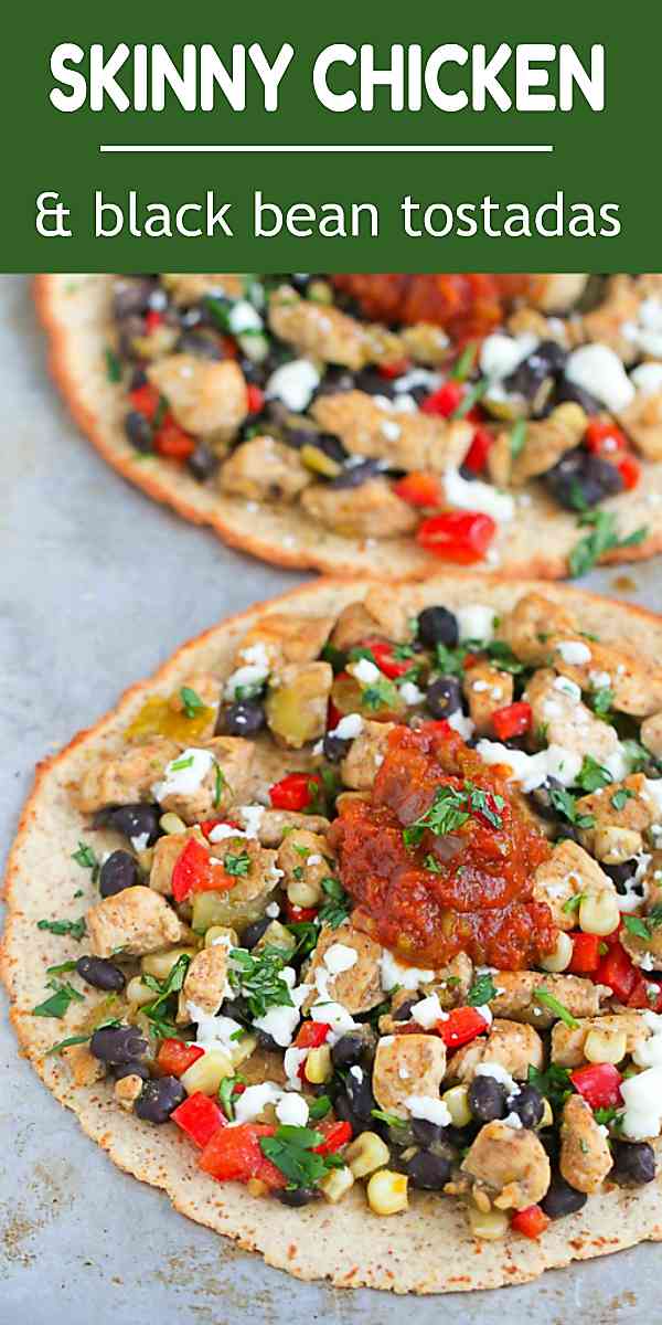 Throw some chicken, black beans and vegetables in a pan to make a quick batch of tostadas. Quick and easy! 266 calories and 4 Weight Watchers Freestyle SP #tostadas #weightwatchers