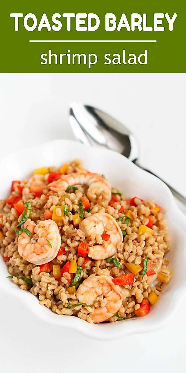 Whip up this easy and flavorful Toasted Barley Shrimp Salad for a light meal. Serve it on a bed of spinach for an extra dose of greens. 236 calories and 5 Weight Watchers Freestyle SP #weightwatchers #shrimp