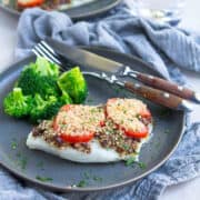 15 minute meal! Baked cod with olive tapenade is one of the easiest, healthiest meals in my recipe arsenal. Plus, it's inexpensive to make. It's a win-win-win! 164 calories & 2 Weight Watchers SmartPoints #cod #recipe #weightwatchers #dinner