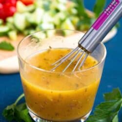 Mix up a batch of this easy Greek Salad Dressing and stash it in the fridge to dress your salads throughout the week. 62 calories and 2 Weight Watchers Freestyle SP #dressing #weightwatchers #salad